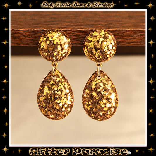 Boucles d'Oreilles : Lucite Baby Dome and Teardrop Dots