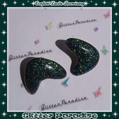 Earrings: Confetti Lucite Boomerang Dust