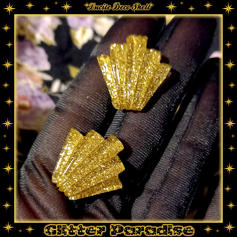 Earrings: Confetti Lucite Deco Shell