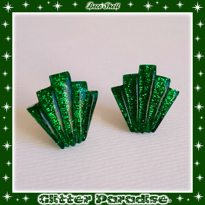 Earrings: Confetti Lucite Deco Shell