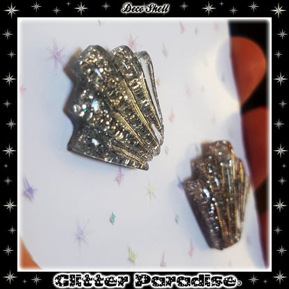 Earrings: Confetti Lucite Deco Shell