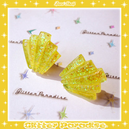 Earrings: Confetti Lucite Deco Shell