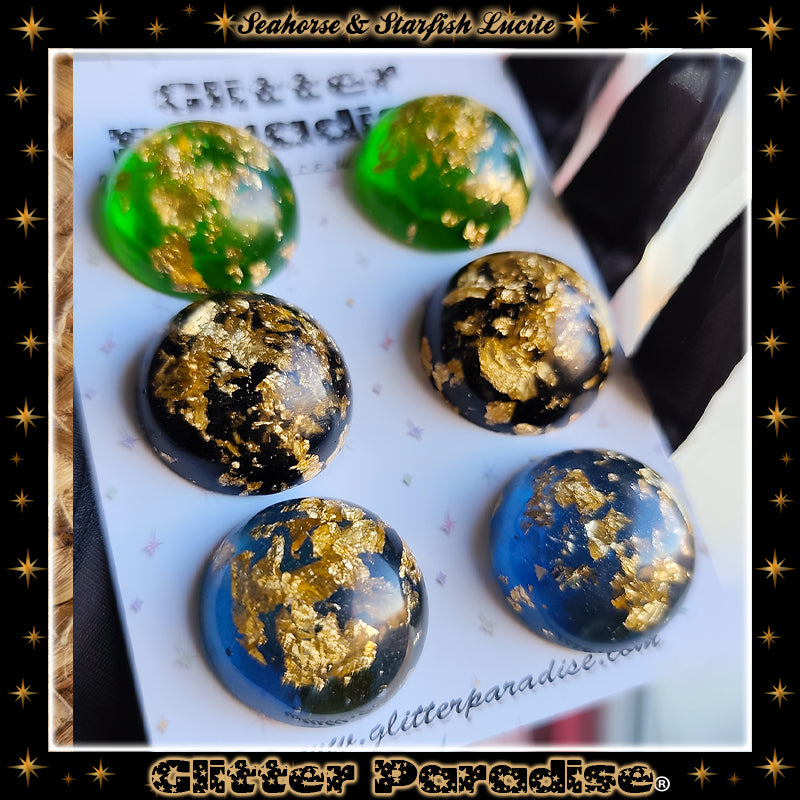 Boucles d'oreilles: Gold Foil Lucite Dômes