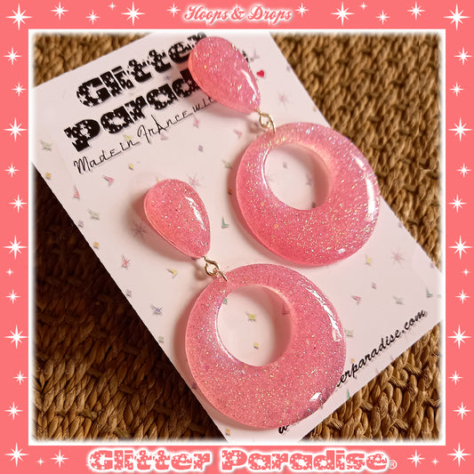 Earrings: Confetti Lucite Hoops and Drops Dust