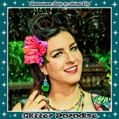 Pendientes : Tiki Rainbow and Leaf