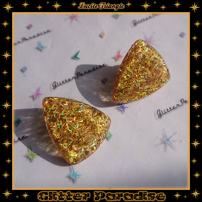 Earrings: Confetti Lucite Triangle Tinsel