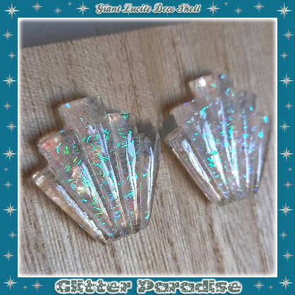 Earrings: Giant Confetti Lucite Deco Shell Tinsel
