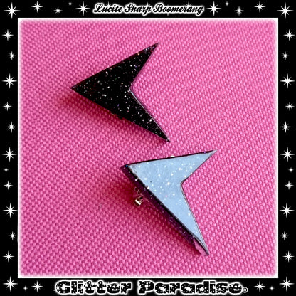 Earrings: Lucite Sharp Boomerang